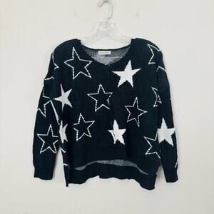 Newbury Kustom Black And White Star Print Pullover Sweater Women’s Size S